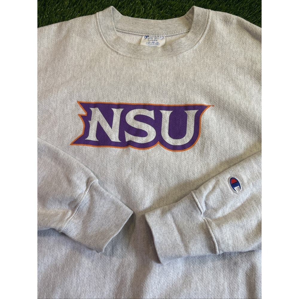 Vintage Champion Reverse Weave NSU Demons Northwestern Sz L Gray Sweatshirt - Picture 4 of 13